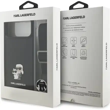 Karl Lagerfeld Saffiano Crossbody Popruh Metal Karl and Choupette kryt iPhone 17 Pro černý