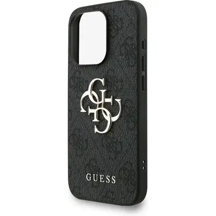 Guess PU 4G Metal Logo Strap kryt iPhone 15 Pro Max černý