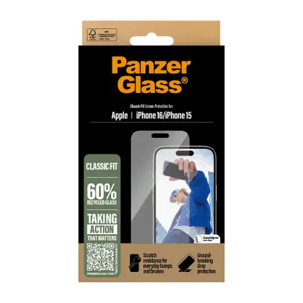 PanzerGlass ochranné sklo UWF Classic Fit pro iPhone 16/15-Clear