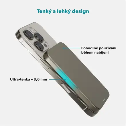 iStores by Epico UltraPack EM51 Qi2 5000 Slim Mag+ Powerbanka - titanová
