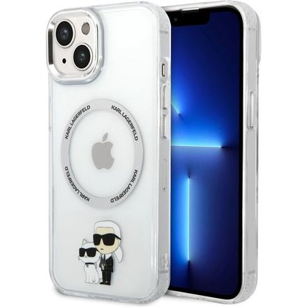 Karl Lagerfeld IML Karl and Choupette MagSafe kryt iPhone 15 průhledný