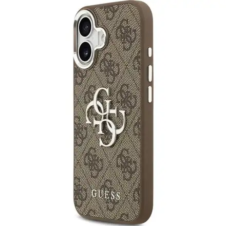 Guess PU Leather 4G Metal Logo Frame kryt iPhone 17 hnědý