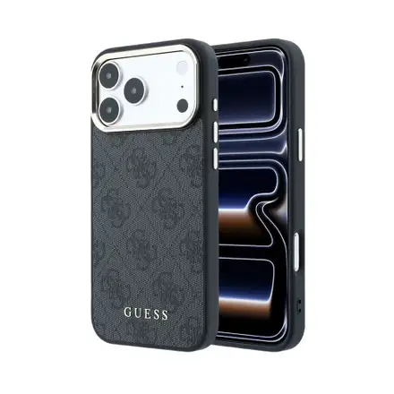 Guess PU Leather 4G Gold Frame MagSafe kryt iPhone 18 Pro černý