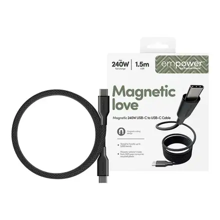 PanzerGlass kabel EMPOWER Magnetic USB-C na USB-C 1,5 m 240 W - černý
