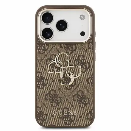 Guess PU 4G Metal Logo Strap kryt iPhone 18 Pro Max hnědý