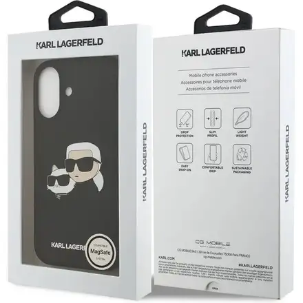 Karl Lagerfeld Liquid Silicone Double Heads MagSafe kryt iPhone 17 černý