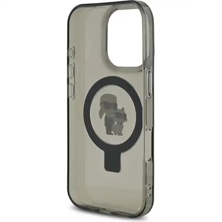Karl Lagerfeld Ringstand Karl and Choupette MagSafe kryt iPhone 16 Pro Max černý