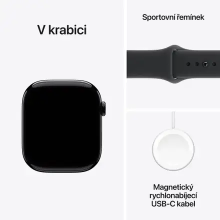 Apple Watch Series 11 GPS 46mm Klavírně černý hliník s černým sportovním řemínkem - M/L