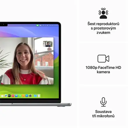 MacBook Air 15" Apple M3 8core CPU 10core GPU 16GB 512GB Vesmírně Šedý CZ *Rozbaleno*