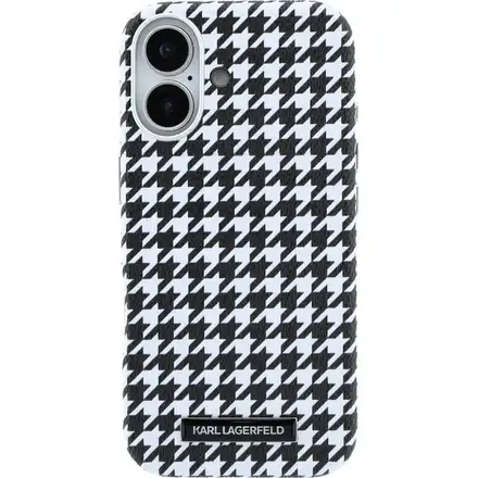 Karl Lagerfeld PU Houndstooth Resin Plate MagSafe kryt iPhone 17 černý