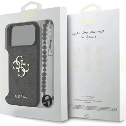 Guess PU 4G Metal Logo Strap kryt iPhone 17 Pro černý