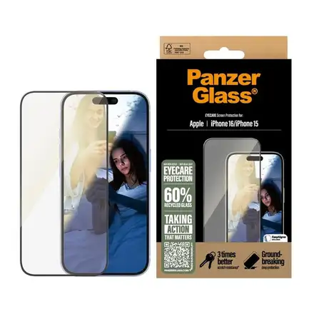 PanzerGlass ochranné sklo UWF EyeCare pro iPhone 16/15-Black Frame