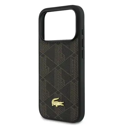Lacoste Iconic Petit Pique MagSafe kryt + peněženka iPhone 17 Pro Max hnědý