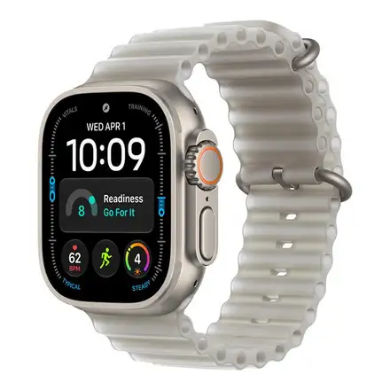 Apple Watch 49mm Translucent Grey Ocean Band-Natural Titanium Finish