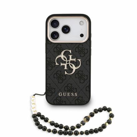 Guess PU 4G Metal Logo Strap kryt iPhone 18 Pro černý