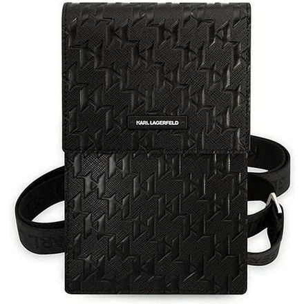 Karl Lagerfeld Saffiano Monogram Brašna na Telefon černá