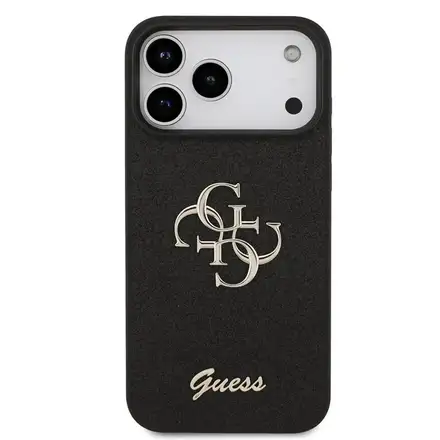 Guess PU Fixed Glitter 4G Metal Logo kryt iPhone 18 Pro černý