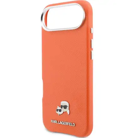 Karl Lagerfeld PU Karl and Choupette Heads Pins MagSafe kryt iPhone Air oranžový