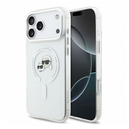 Karl Lagerfeld IML K&CH Heads Metal Frame MagSafe kryt iPhone 18 Pro Max bílý