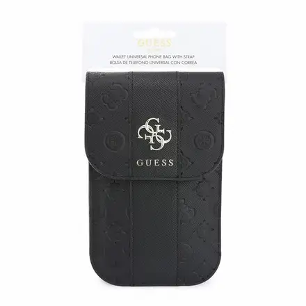 Guess PU 4G Peony Stripe Metal Logo Brašna na Telefon černá