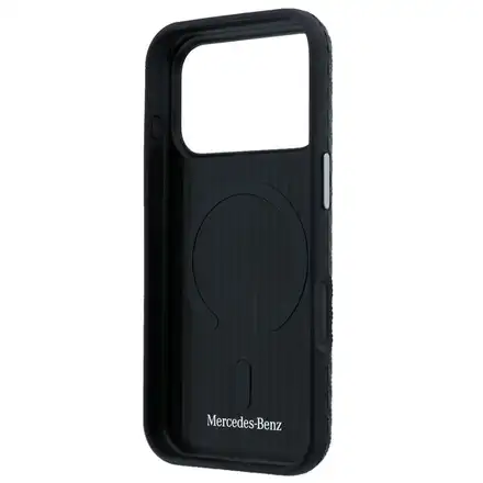 Mercedes PU Leather Wood Semi Wrap MagSafe Kryt pro iPhone 17 Pro černý