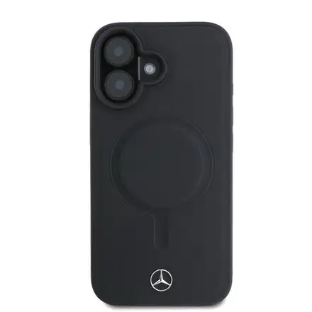Mercedes Smooth Leather MagSafe Zadní Kryt pro iPhone 16 Plus černý