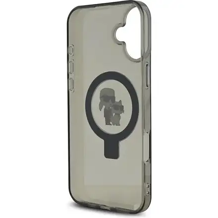 Karl Lagerfeld Ringstand Karl and Choupette MagSafe kryt iPhone 16 černý