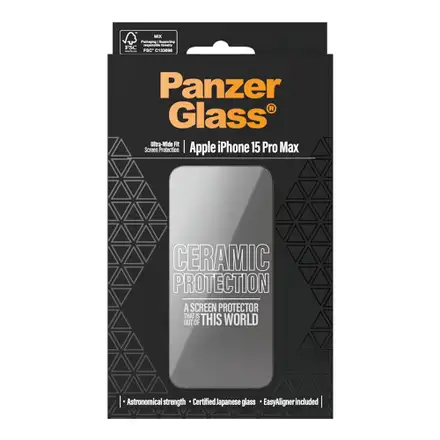 PanzerGlass ochranné sklo UWF Ceramic Protection pro iPhone 15 Pro Max-Black Frame