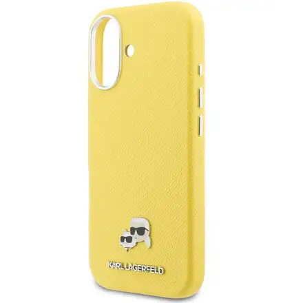 Karl Lagerfeld PU Karl and Choupette Heads Pins MagSafe kryt iPhone 17 žlutý