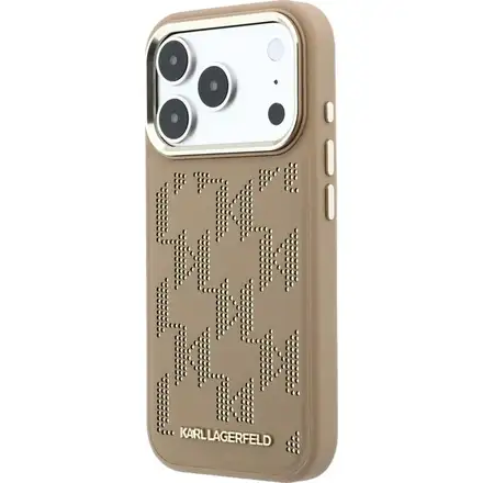 Karl Lagerfeld PU Perforated Monogram MagSafe MagSafe kryt iPhone 17 Pro hnědý