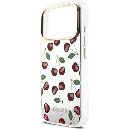 Guess PC/TPU Mirror Glitter Cherry MagSafe kryt iPhone 17 Pro bílý