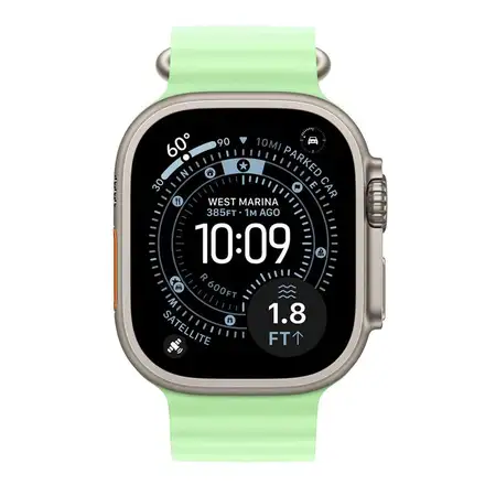 Apple Watch 49mm Neon Green Ocean Band Extension - Natural Titanium Finish