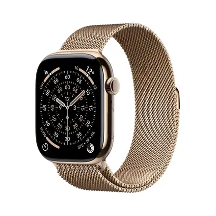 Apple Watch Series 11 GPS + Cellular 42mm Zlatý titan se zlatým milánským tahem