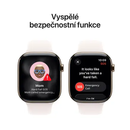 Apple Watch Series 11 GPS + Cellular 46mm Zlatý titan se světle ruměným sportovním řemínkem - S/M