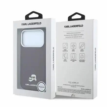 Karl Lagerfeld PU Grained Semi Wrap K&CH Heads Magsafe kryt iPhone 18 Pro tmavě červená