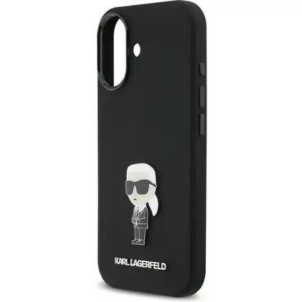 Karl Lagerfeld Liquid Silicone Metal Ikonik kryt iPhone 17 černý