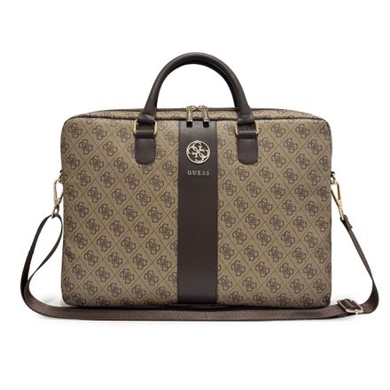 Guess PU 4G Stripe Metal Logo Brašna na MacBook 14" hnědá