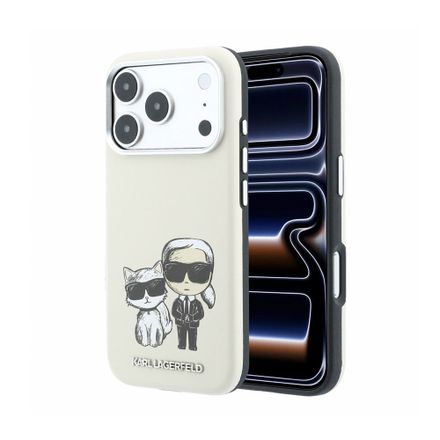 Karl Lagerfeld PU Semi Wrap Smooth Sketch Bodies Magsafe kryt iPhone 18 Pro béžový
