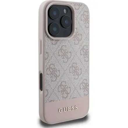Guess PU 4G Stripe kryt iPhone 16 Pro Max růžový