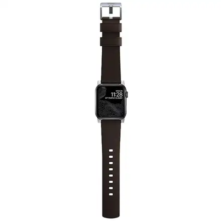 Nomad kožený řemínek pro Apple Watch 49mm/46mm/45mm/44 mm - Active Pro Brown/Silver Hardware