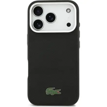 Lacoste Iconic Petit Pique Metal Logo MagSafe kryt iPhone 17 Pro Max černý