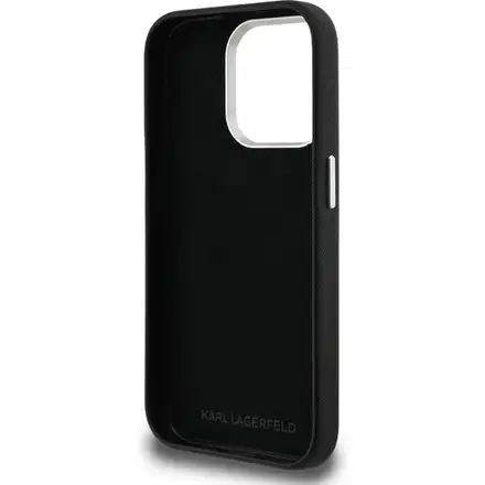 Karl Lagerfeld Grained PU K&CH Heads kryt iPhone 15 Pro černý