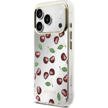 Guess PC/TPU Mirror Glitter Cherry MagSafe kryt iPhone 17 Pro bílý