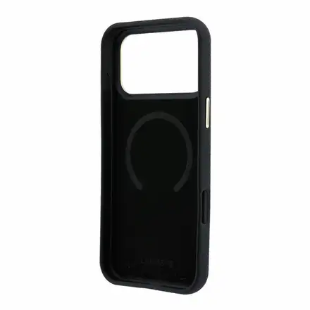 Lacoste PU Leather Champs Elysees Gold Logo MagSafe kryt iPhone 18 Pro Max černý