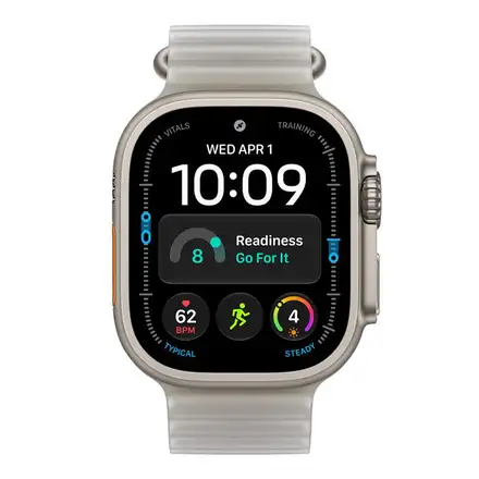Apple Watch 49mm Translucent Grey Ocean Band Extension-Natural Titanium Finish