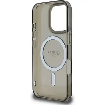 Guess IML Glitter Ring MagSafe kryt iPhone 16 Pro Max černý
