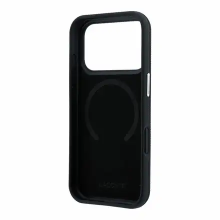 Lacoste PVC Petit Pique Semi Wrap Embossed MagSafe kryt iPhone 18 Pro Max černý