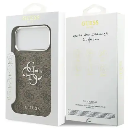 Guess PU 4G Metal Logo kryt iPhone 17 Pro Max hnědý
