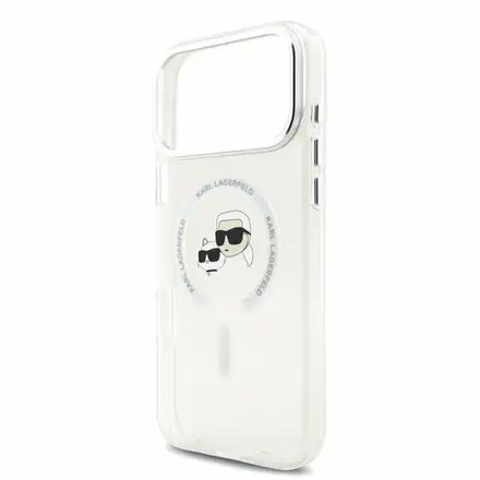 Karl Lagerfeld IML K&CH Heads Metal Frame MagSafe kryt iPhone 18 Pro Max bílý