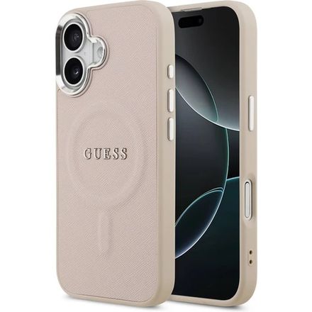 Guess PU Saffiano MagSafe kryt iPhone 17 růžový